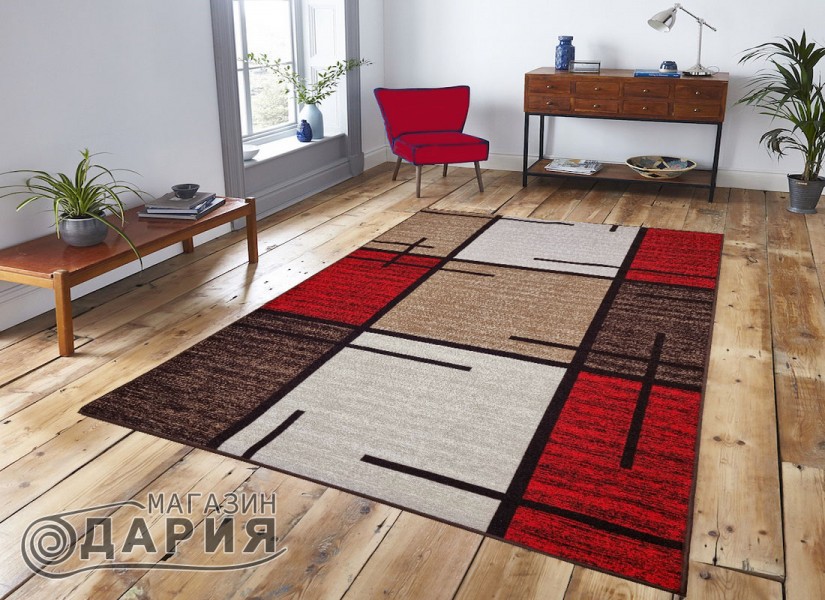 Мокетен килим ERIKA 8010 beige/red